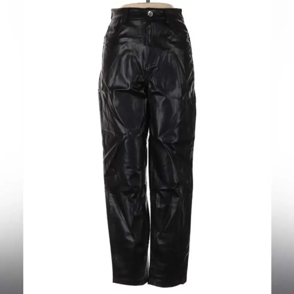 Zara Straight Faux Leather Pants Size 2 New - Picture 2 of 5